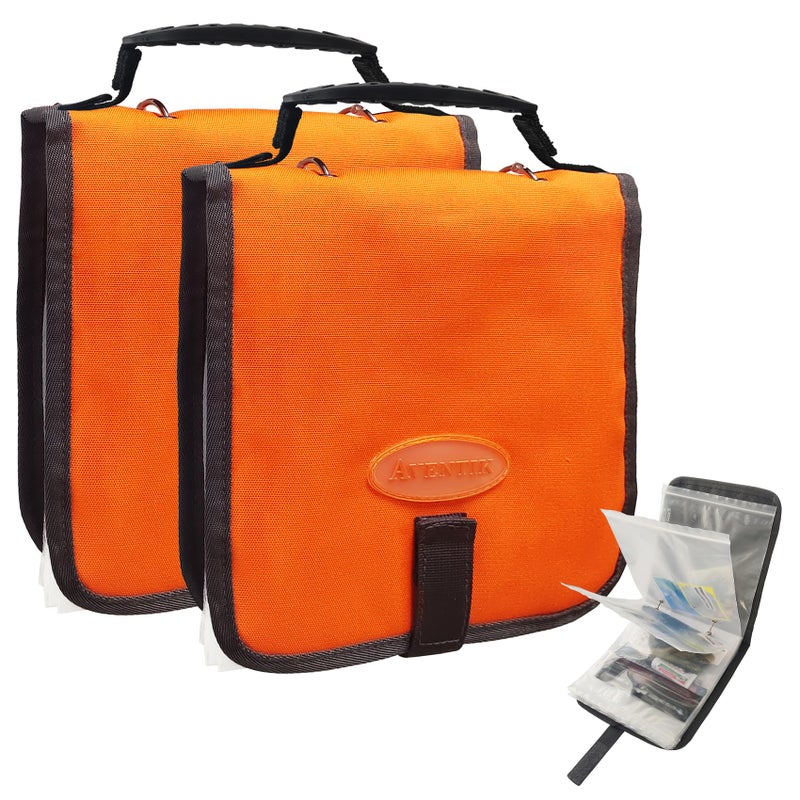 Aventik Fishing Tackle Binder Soft Cover Fishing Bait Organized Storage Rig Bag Soft Bait Binder Saltwater Resistant Fishing Bag 85x85x11inch2xorange - Image 2