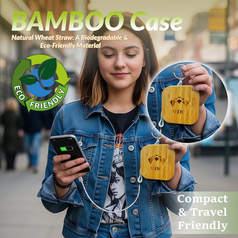 Dome USB 3-in-1 Charging Cable Set with Bamboo Case, 60W Fast Charging Multi Charging Cable with USB-C, Lightning & Micro USB for iPhone, Android Phones, Tablets & Travel - Image 5