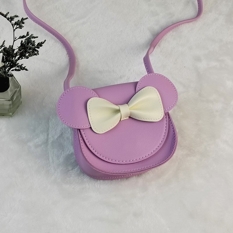 Korean Fashionable Childrens Crossbody Bag Cute Cartoon Bow Western Style Baby Coin Purse Mini Princess Bag for Girls purple bow