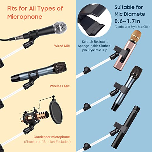 CAHAYA Microphone Stand Tripod Boom Arm Floor Mic Stand with Carrying Bag and 2 Mic Clips for Singing Performance Wedding Stage and Mic Mount White - Image 5