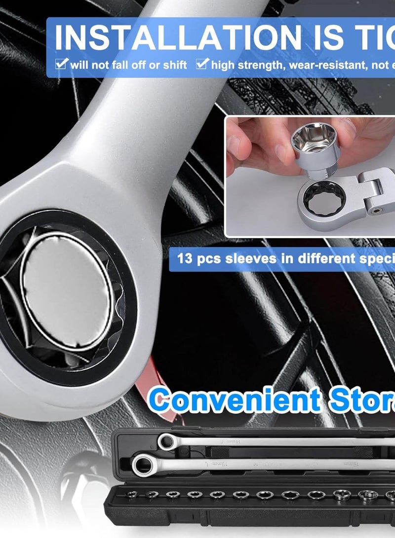 GGOOT 15in1 Multifunctional Ratchet Wrench Sleeves Set Practical Motorcycle Bicycle Bathroom Air Conditioner Auto Repairs Maintenance Tool Set Household Hardware Combination Tool Set  - Image 2