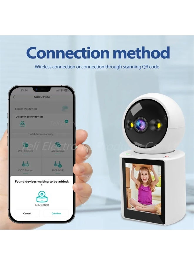 High Resulation Two-Way Indor WiFi Video Calling Camera With Loud Speaker, Smart Home Security,1080p Full HD 2.8" Display Screen With 360° View,For Home,Appartment,small shop & Office Sequrity.  - Image 3