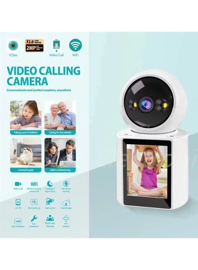 High Resulation Two-Way Indor WiFi Video Calling Camera With Loud Speaker, Smart Home Security,1080p Full HD 2.8" Display Screen With 360° View,For Home,Appartment,small shop & Office Sequrity.  - Image 4