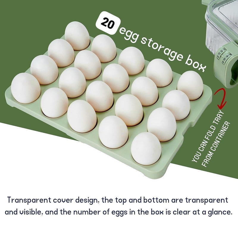WENGTY 20 Grid Egg BoxBasket PV Egg Holder For Specific Storage Box Handle Food Grade OrganizerTransparent Plastic Storage Box With Time Record Keep Fresh Multi Purpose Kitchen Organizer - Image 2