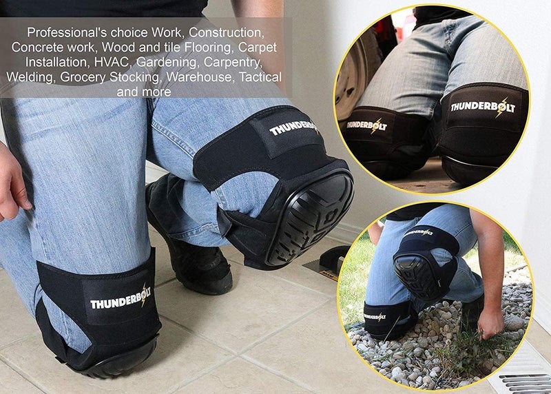 Thunderbolt Knee Pads for Men Construction Knee Pads for Work Knee Pads for Men and Women Gel Knee Pads Gardening Flooring Roofing Heavy Duty Gel Knee Pads Thick Foam Strong Adjustable Non-Slip Straps - Image 5