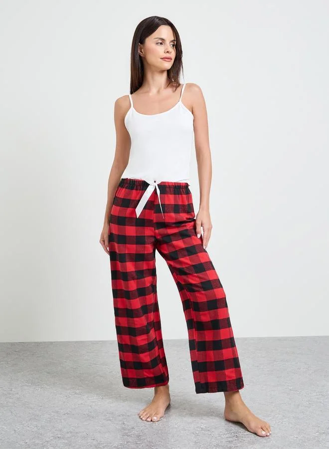 تايك تو Red Plaid Flannel Straight Pyjama