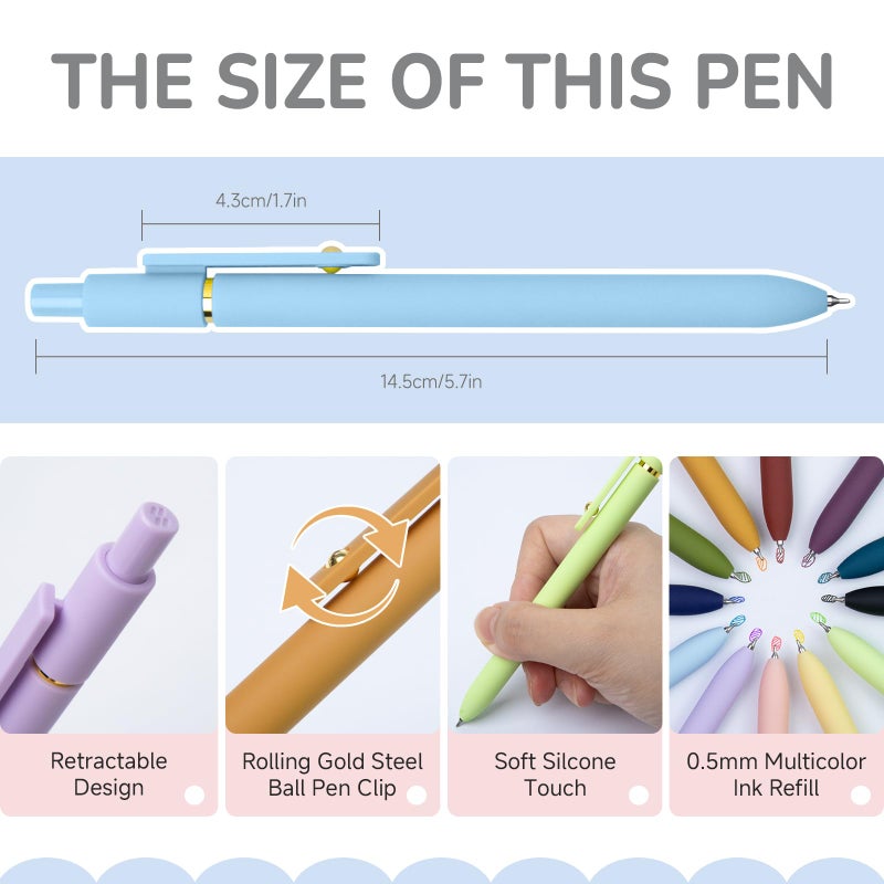 YOXMJDB 12 Pcs Color Pens for Journaling 0.5mm Fine Point Colored Gel Ink Pen, Smooth Writing Colorful Pens for Note Taking, Gift Set for Women & Men (12 Pcs Vintage & Vibrant Gold) - Image 3