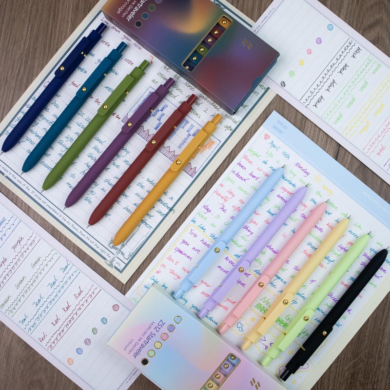 YOXMJDB 12 Pcs Color Pens for Journaling 0.5mm Fine Point Colored Gel Ink Pen, Smooth Writing Colorful Pens for Note Taking, Gift Set for Women & Men (12 Pcs Vintage & Vibrant Gold) - Image 5