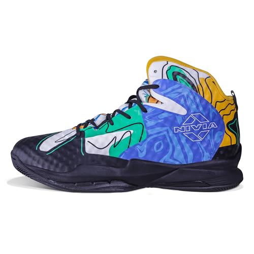 Nivia Street Art Basketball Shoe for Men, Breathable Mesh & TPU Upper, Phylon, Rubber & TPU Shank Sole, Ideal for Indoor & Outdoor Court Play, High-Impact Performance and All-Day Comfort, Multicolor, UK10 - Image 1