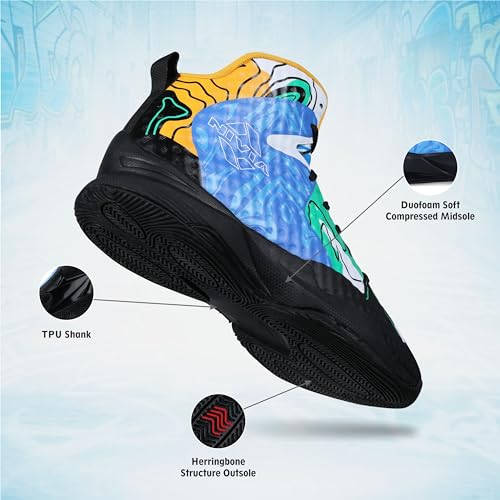 Nivia Street Art Basketball Shoe for Men, Breathable Mesh & TPU Upper, Phylon, Rubber & TPU Shank Sole, Ideal for Indoor & Outdoor Court Play, High-Impact Performance and All-Day Comfort, Multicolor, UK10 - Image 5