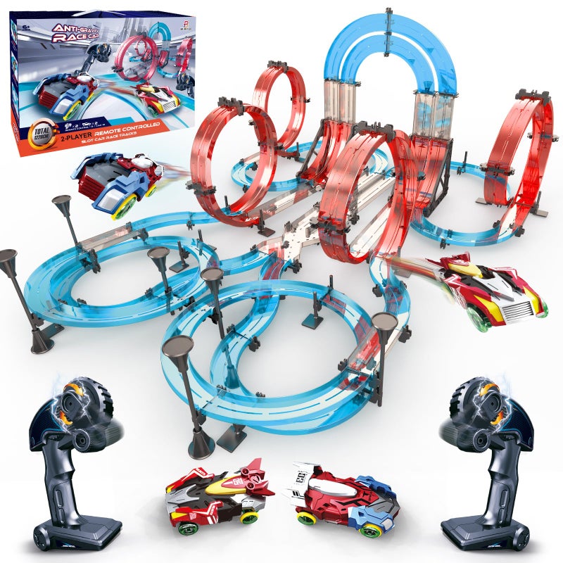 BUBUQE Slot Car Race Track Sets DualPlayer Electric Remote Control Cars Rechargable Magnetic Cars Racing Game with Hand Controllers Circular Overpass Track Birthday Toys for Boys Kids 6 7 812 - Image 3