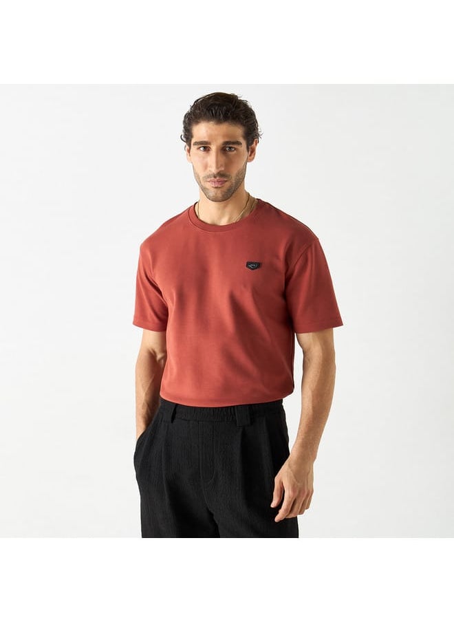 Iconic Iconic Badge Detail Crew Neck T-shirt with Short Sleeves  - Image 1