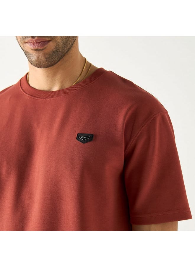 Iconic Iconic Badge Detail Crew Neck T-shirt with Short Sleeves  - Image 4