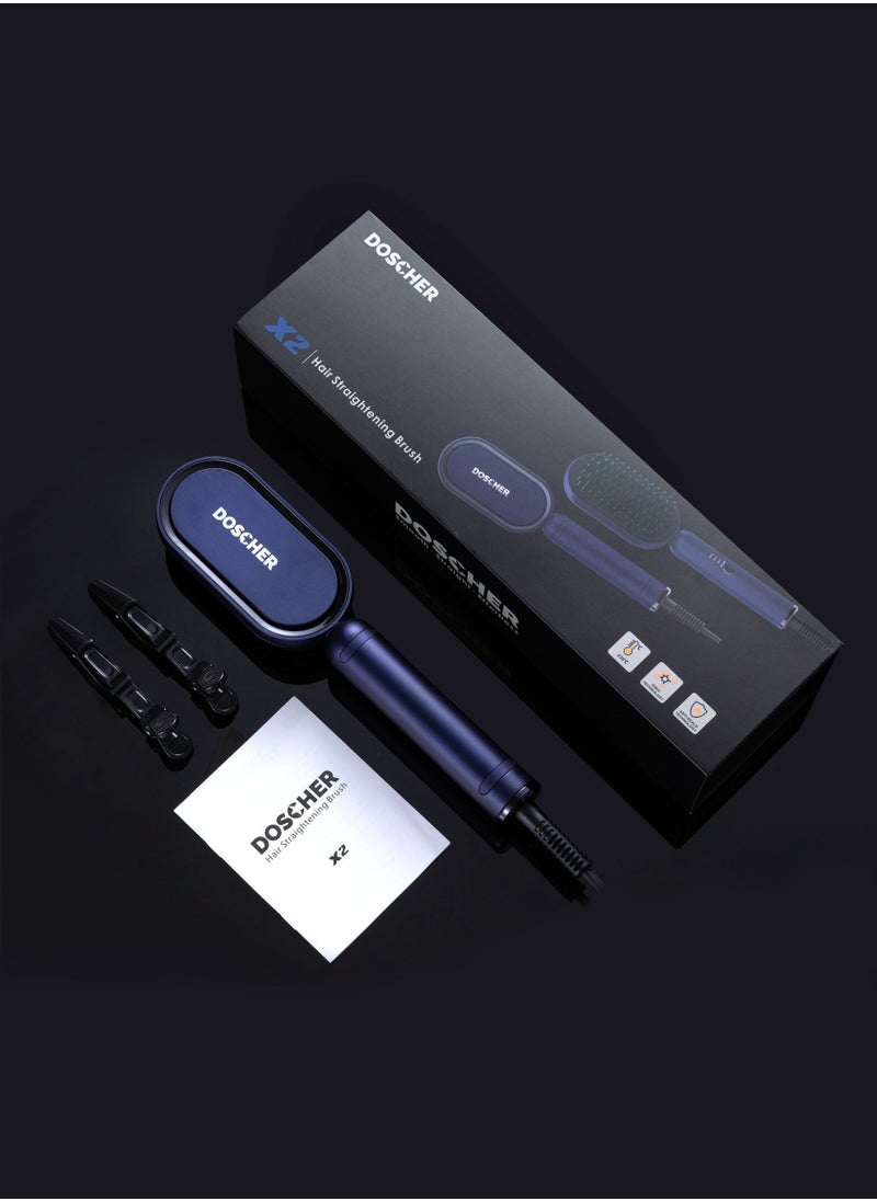 DOSCHER - Hair Straightener Brush Straightening Comb Fast Heating Ceramic Heater Straightening Comb with Negative Ions with Built-in Comb for All Hair Types -Gifts for Women - Image 1
