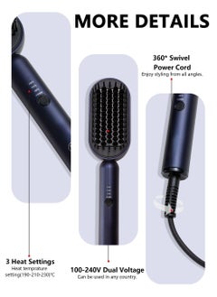 DOSCHER Hair Straightener Brush Straightening Comb Fast Heating Ceramic Heater Straightening Comb with Negative Ions with Built-in Comb for All Hair Types -Gifts for Women  - Image 4