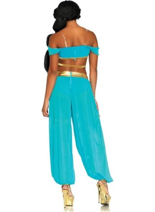 Adult Arabian Princess Costume – Turquoise Two-Piece Outfit with Headband for Fancy Dress & Cosplay M - view 3