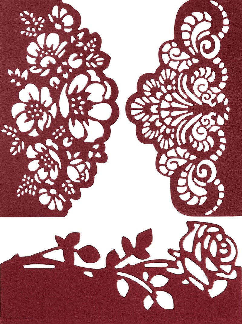 Boao 3 Pieces Die Cuts, Metal Dies for Card Making, Scrapbook DIY Album Paper Card Embossed Flower Assorted Rose Cuts Lace Stencils DIY for Album Paper Embossing Decor Supplies - Image 1