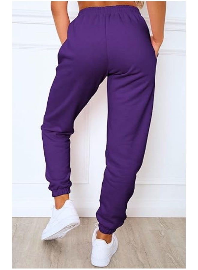 NIBEMINENT سروال رياضي نسائي عالي الخصر مع حبل سحب، بنطال جوجر، بنطال رياضي بقاع مشدود، سراويل تمرين - Image 5