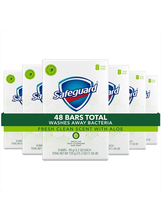 Safeguard Deodorant Bar Soap, Washes Away Bacteria, White with Touch of Aloe, 3.2 Oz Bars (Pack of 6, total of 48 Bars) - Image 1