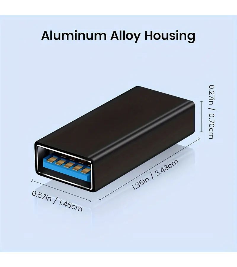 1 2 3 USB 3.0 Female to USB 3.0 Female Adapter Coupler Jack to Jack Charging Data Connector Extender Socket Al Alloy Shell Black for Laptop Tablet USB Drive - Image 5