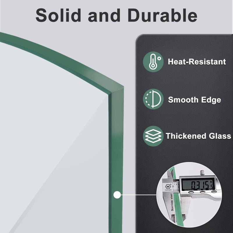 GASPRO 29 x 13 Inch Glass Wind Guard for Rectangular Fire Pit Table, Thick and Sturdy Tempered Glass Panel with Hard Aluminum Corner Bracket & Rubber Feet, Easy to Assemble - Image 3