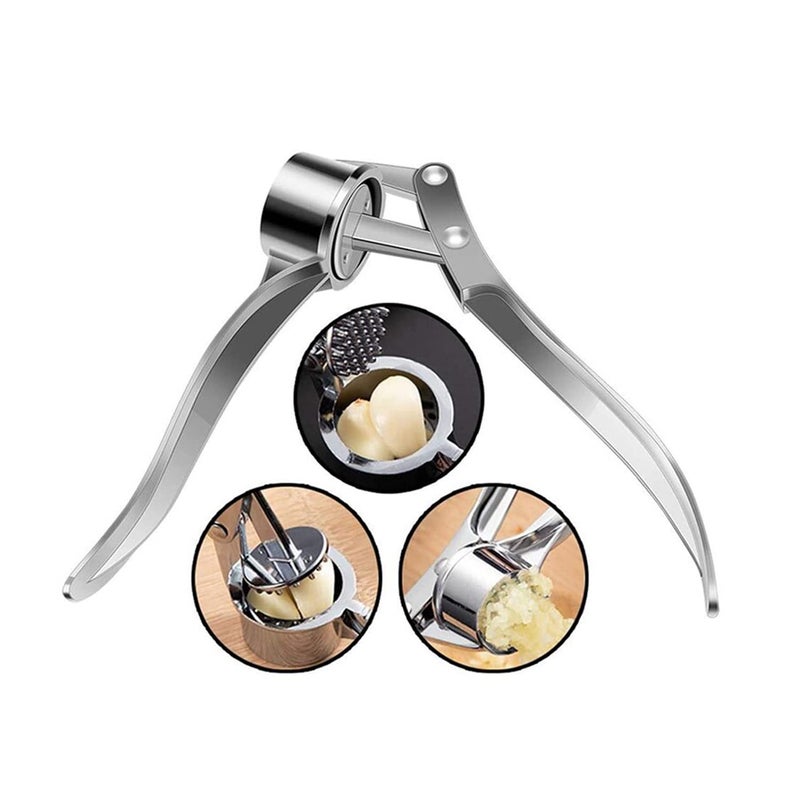 ELEVEN RINGS Eleven Rings Stainless Steel Finish Heavy Quality Garlic Crusher for MultiFunctional Use Garlic ChopperPressPeelerCrusher for Kitchen Modern Kitchen Tool - Image 3