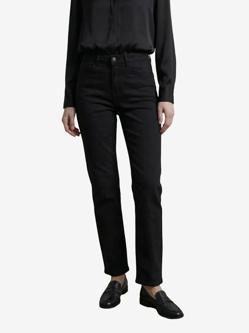 ماي فاشن MY FASHION High Waist Denim Straight Leg Pants with Pockets