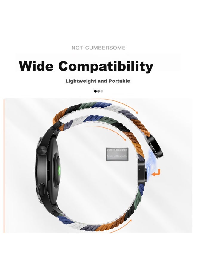 Wei Qiantu Weiqiantu Compatible With Huawei Watch Straps, Watch Gt3/Gt2/42Mm Nylon Braided Strap, Gt3Pro/20Mm Wristband For Men And Women, 42/43 Dial [Black] - Image 4