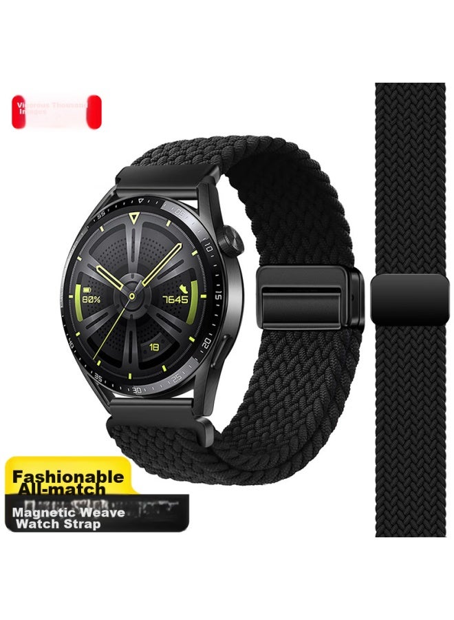 Wei Qiantu Weiqiantu Compatible With Huawei Watch Straps, Watch Gt3/Gt2/42Mm Nylon Braided Strap, Gt3Pro/20Mm Wristband For Men And Women, 42/43 Dial [Black] - Image 1