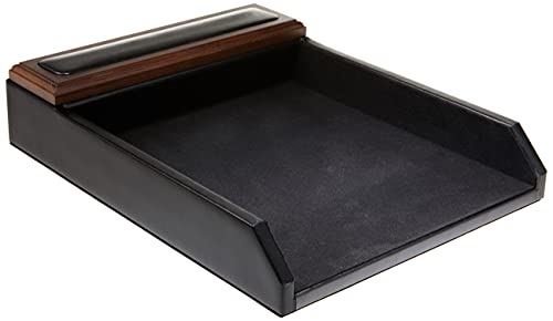Dacasso Leather Desktop Letter Tray - Luxury Letter Holder & Paper Organizer for Desk - Office Organization & Executive Desk Decor - (Black) - Image 1