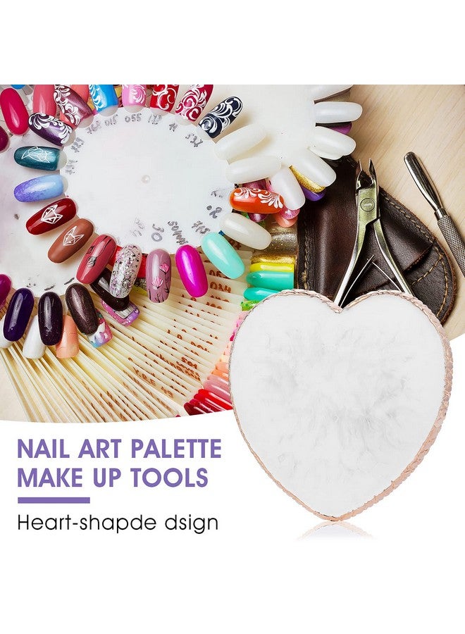 Sibba Resin Nail Art Palette Nail Mixing Palette Polish Color Mixing Plate Golden Edge Nail Holder Display Board Heart Shape Cosmetic Mixing Tools - Image 3