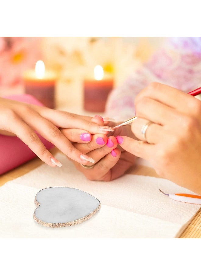 Sibba Resin Nail Art Palette Nail Mixing Palette Polish Color Mixing Plate Golden Edge Nail Holder Display Board Heart Shape Cosmetic Mixing Tools - Image 4