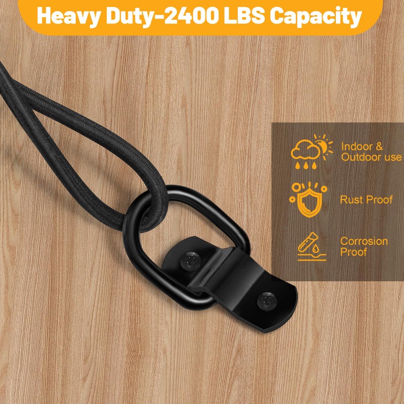garini Black D Rings Tie Down Anchors,24 Pack 1/4" Heavy Duty Trailer Tie Down Anchor for Boats,Trailer Cargo Control, Truck Bed Or Deliveries - Image 3