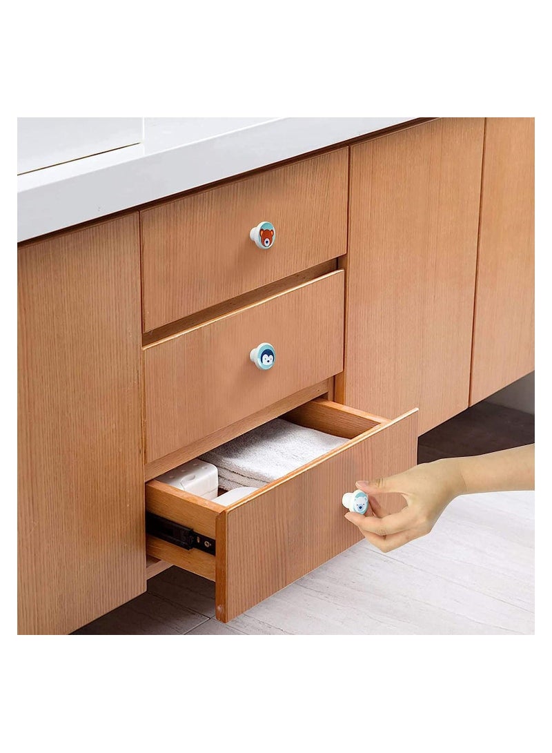 Y&D Cute Ceramic Cartoon Animal Drawer Pulls, Cabinet Knobs Round Furniture Handle with Screws, for Drawer, Cupboard, Dresser, Door, Kids Room Study (6-Pack)  - Image 2