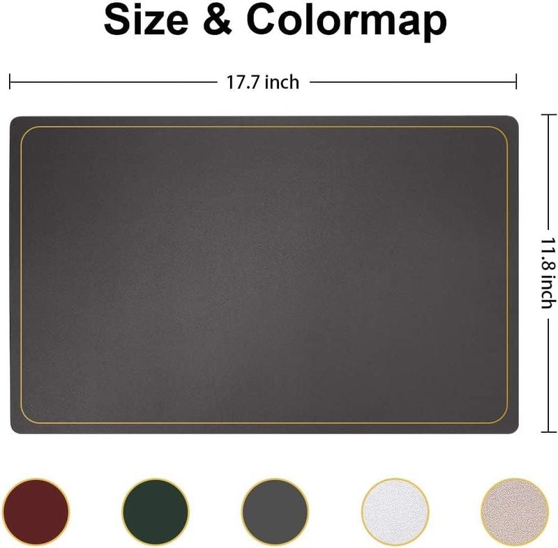 Crownish Leather Placemats, Waterproof Wipeable Washable Indoor Placemats for Dining Table Home Kitchen Dinner, Elegant Rectangle Placemats, Easy Clean Table Mats Size 45x30 cm (3, Gray) - Image 2