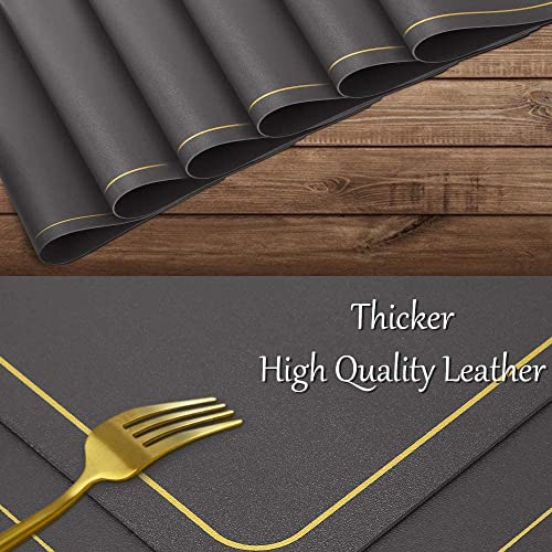Crownish Leather Placemats, Waterproof Wipeable Washable Indoor Placemats for Dining Table Home Kitchen Dinner, Elegant Rectangle Placemats, Easy Clean Table Mats Size 45x30 cm (3, Gray) - Image 5