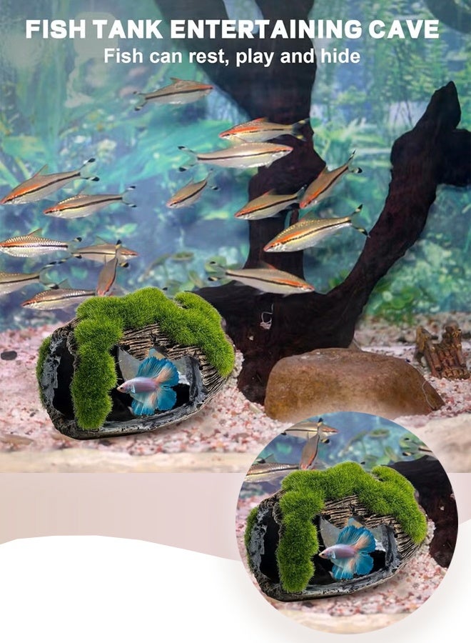 Broken Barrel Fish Tank Decor, Fish Tank Accessories Decorations Resin Betta Fish Hideout Cave for Fish Tank Ornaments for Small Animal Play Rest Hide. - Image 2
