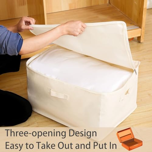 GROFFY Extra Large Storage Box Cotton Canvas Clothes Storage Bags Saree Covers with Zip for Storage Specially Design for Woman Dresses, Sarees, Lehengas for Wardrobe Organizer (SET OF 2, EXTRA LARGE) - Image 3