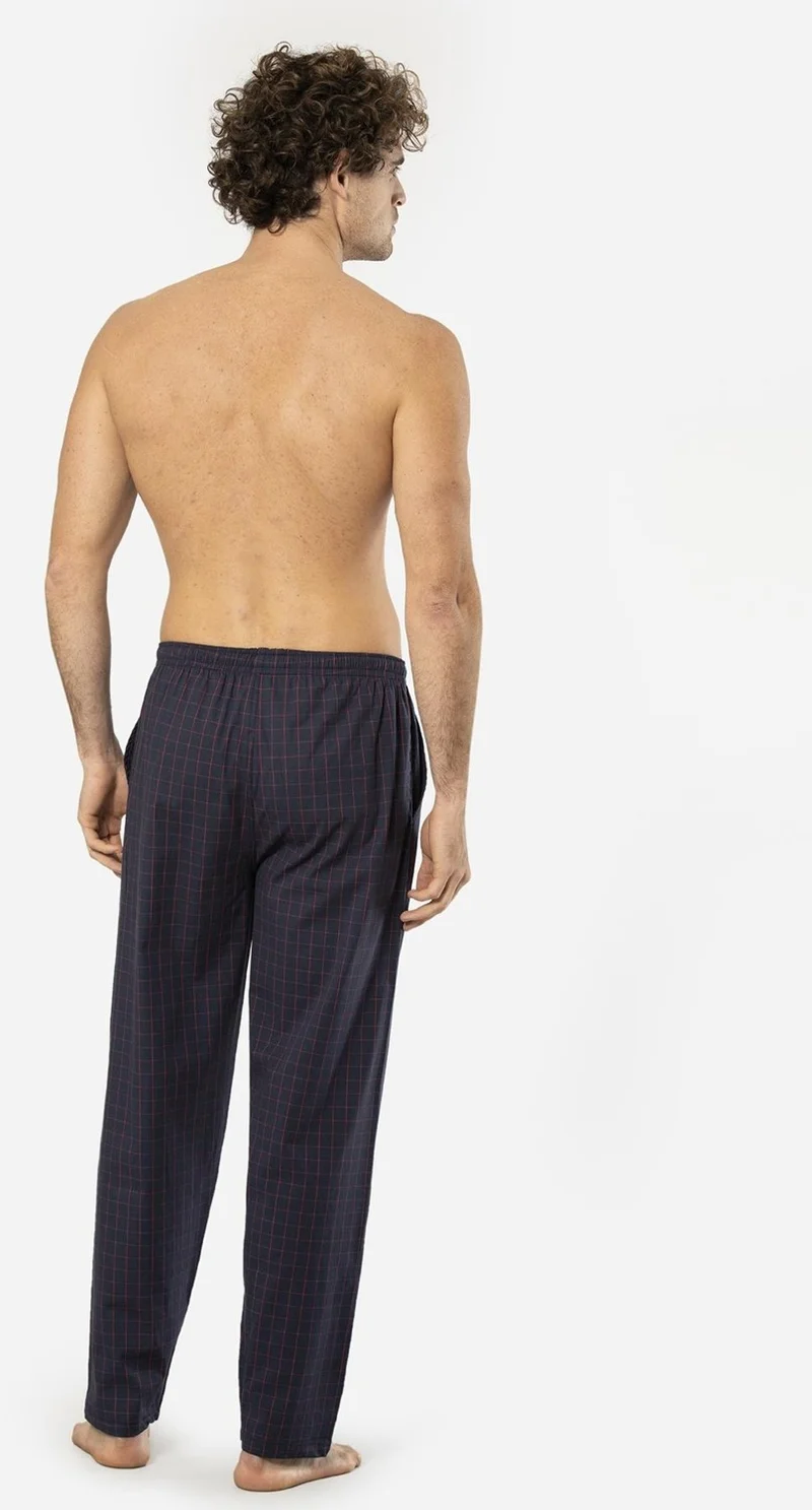 cacharel Plaid Men's Single Bottom Pajamas, Pocket Detail, 95% Cotton 5% Lycra