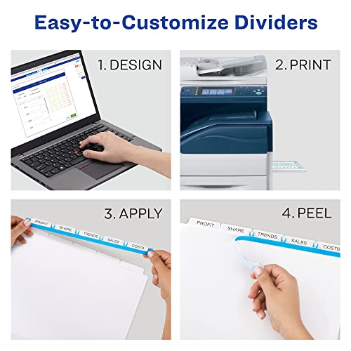 Avery 5-Tab Binder Dividers, Easy Peel Clear Labels for Copiers, Index Maker, White Tabs, 5 Sets (11421) - Image 3