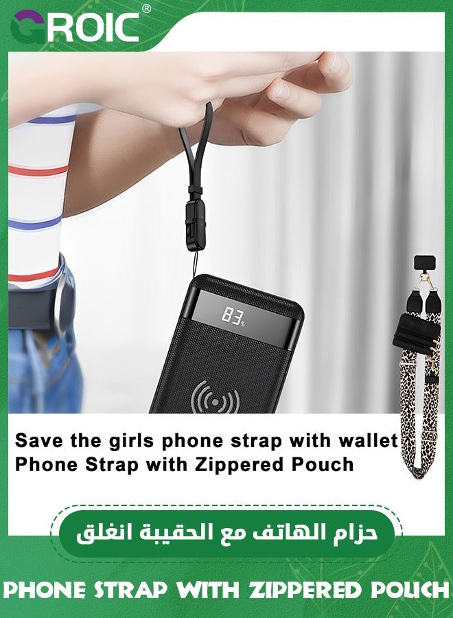 GROIC Phone Strap with Zippered Pouch, Phone Strap Crossbody, Clip and Go Strap for Phone with Wallet Crossbody, Phone Neck Strap, Phone Lanyard Go Ice Chain Strap for Cellphone Case Lanyard (Leopard)  - Image 4