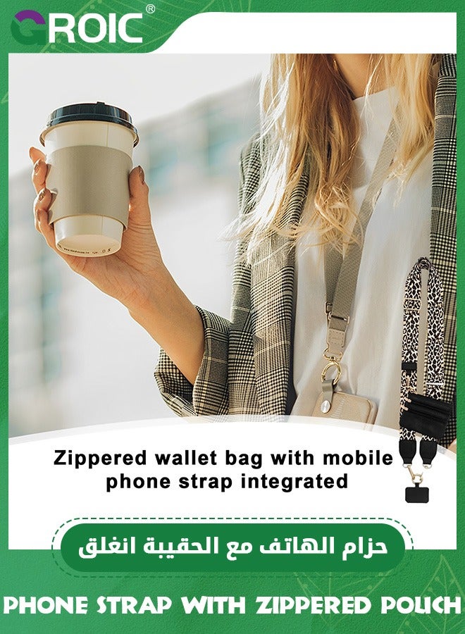 GROIC Phone Strap with Zippered Pouch, Phone Strap Crossbody, Clip and Go Strap for Phone with Wallet Crossbody, Phone Neck Strap, Phone Lanyard Go Ice Chain Strap for Cellphone Case Lanyard (Leopard)  - Image 5