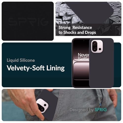 SPRIG Compatible with OnePlus 13s Premium SilkTone Back Cover Drop Tested Shock Proof Mobile Case for Men, Women, Boys and Girls with Camera Protection (Charcoal Grey) - Image 2