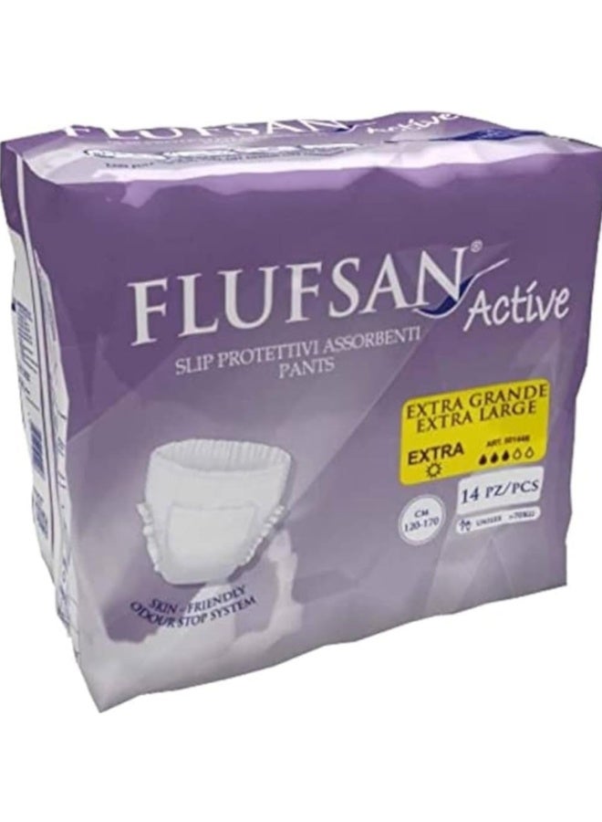 FLUFSAN Active حفاضات للكبار، مقاس كبير جداً، 14 قطعة