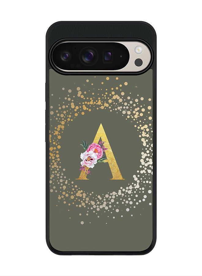 Stylizedd For Google Pixel 9 Pro XL Case,Slim fit Camera Protection, Shockproof Thin Phone cover - Custom Monogram Floral - A (Olive Green ) - Image 1