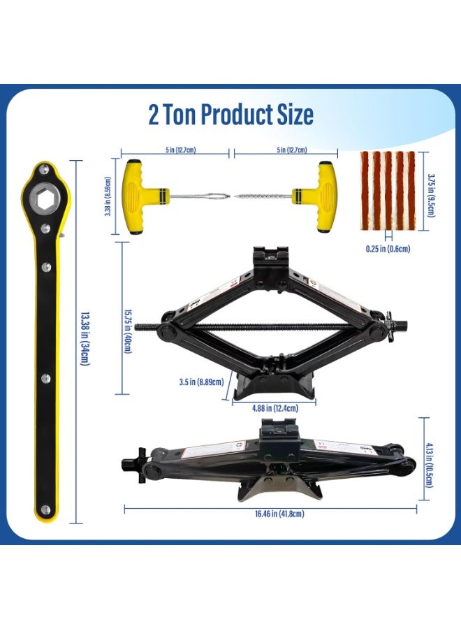 عدة رافعة مقصية للسيارة – قدرة 2 طن مع مفتاح ذكي لتغيير الإطارات بسهولة - Image 3