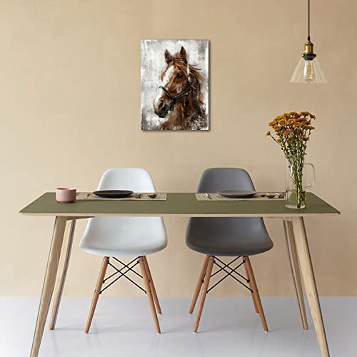 NINEASO Vintage Horse Canvas Wall Art Brown Horse Canvas Pictures Wall Decor Farmhouse Animals Painting Rustic Artwork Prints Living Room Bedroom Bathroom Office Home Wall Decoration 12" x 16" - Image 5