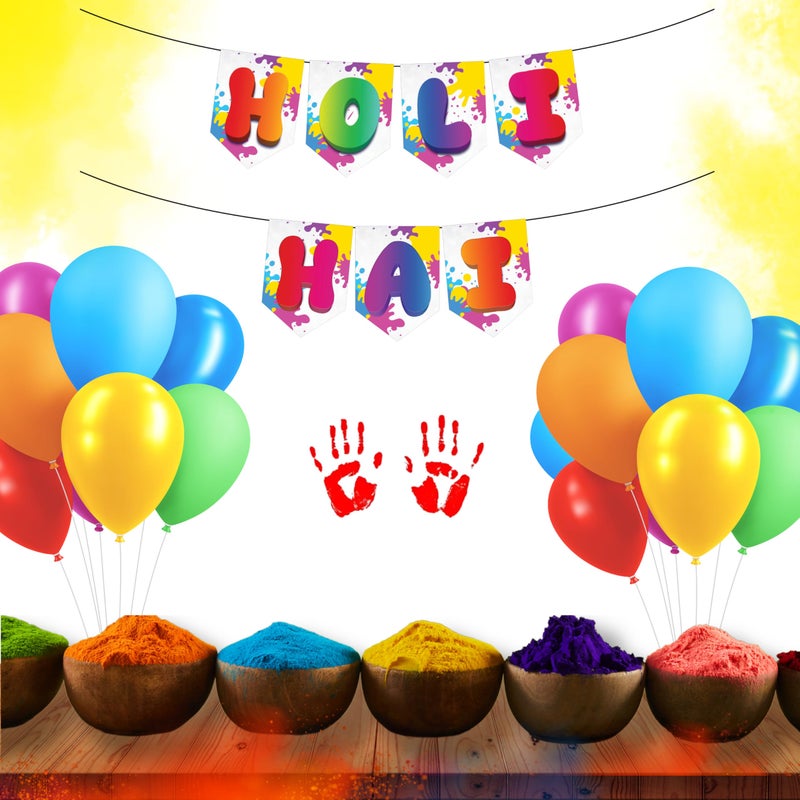 1iAM Happy Holi Decoration Items | 1pc 13.6X10.3cm "HOLI HAI" 300gsm Printed Paper Banner for Celebration of 14th March in Home, Office, Club, Schools, Collage, Restaurant, Apartment Decoration - Image 3