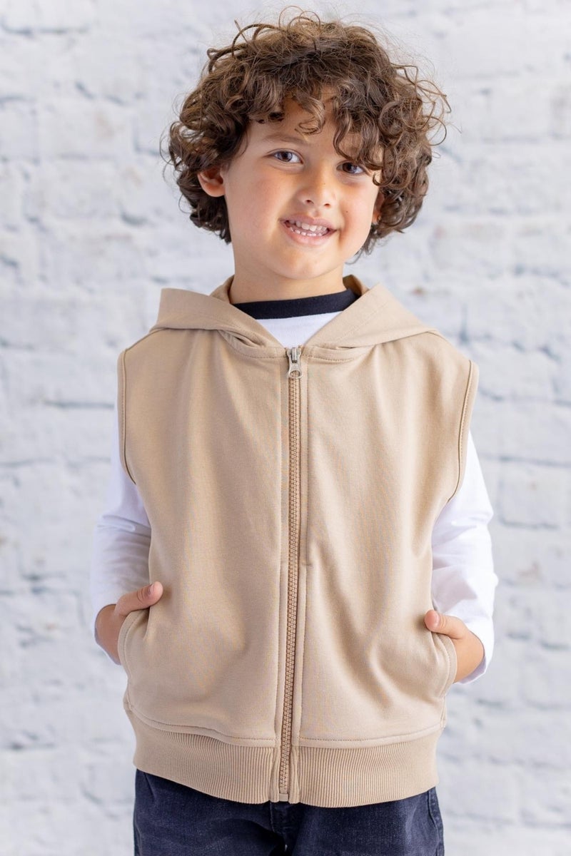 Zeyland Kids Basic Hooded Vest - Beige 