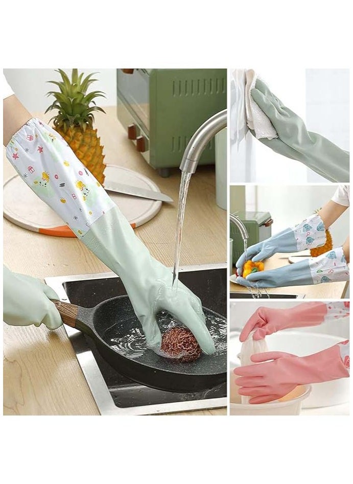 YIM-VIBEHAUS 3 Pcs Rubber Dishwashing Cleaning Gloves - Waterproof, Reusable Long Kitchen Gloves, Latex-Free Household Gloves for Laundry, Cleaning, Working, Gardening  - Image 4